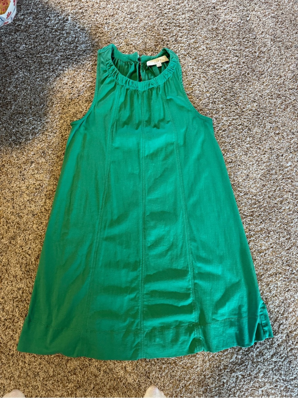 Loft Green Sleeveless A-Line Dress Top, small.